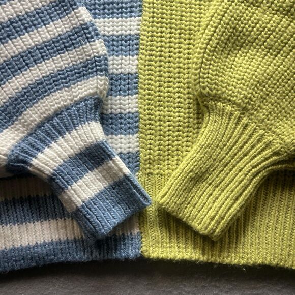 Cinq a Sept Tous Les Jours Sweater Womens Small Blue Green Indie V Neck‎ Grunge - Picture 7 of 11